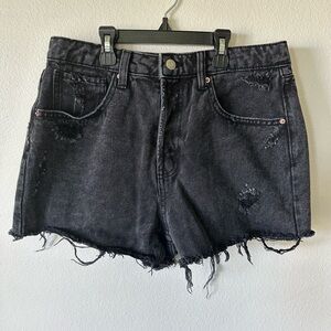 Distressed black high waisted jean shorts